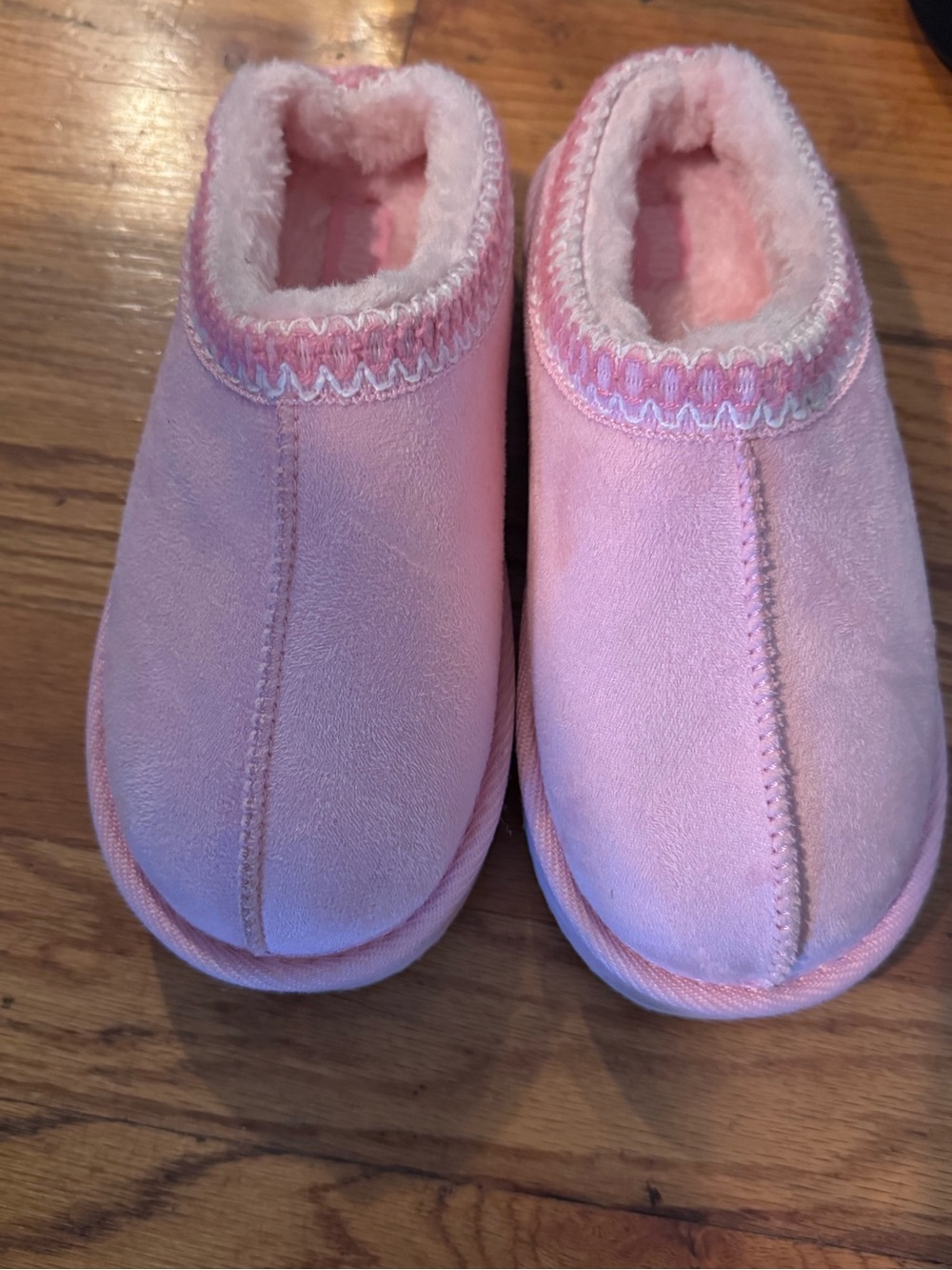 Kids Pink Cozy Fleece-Lined One Piece Slippers